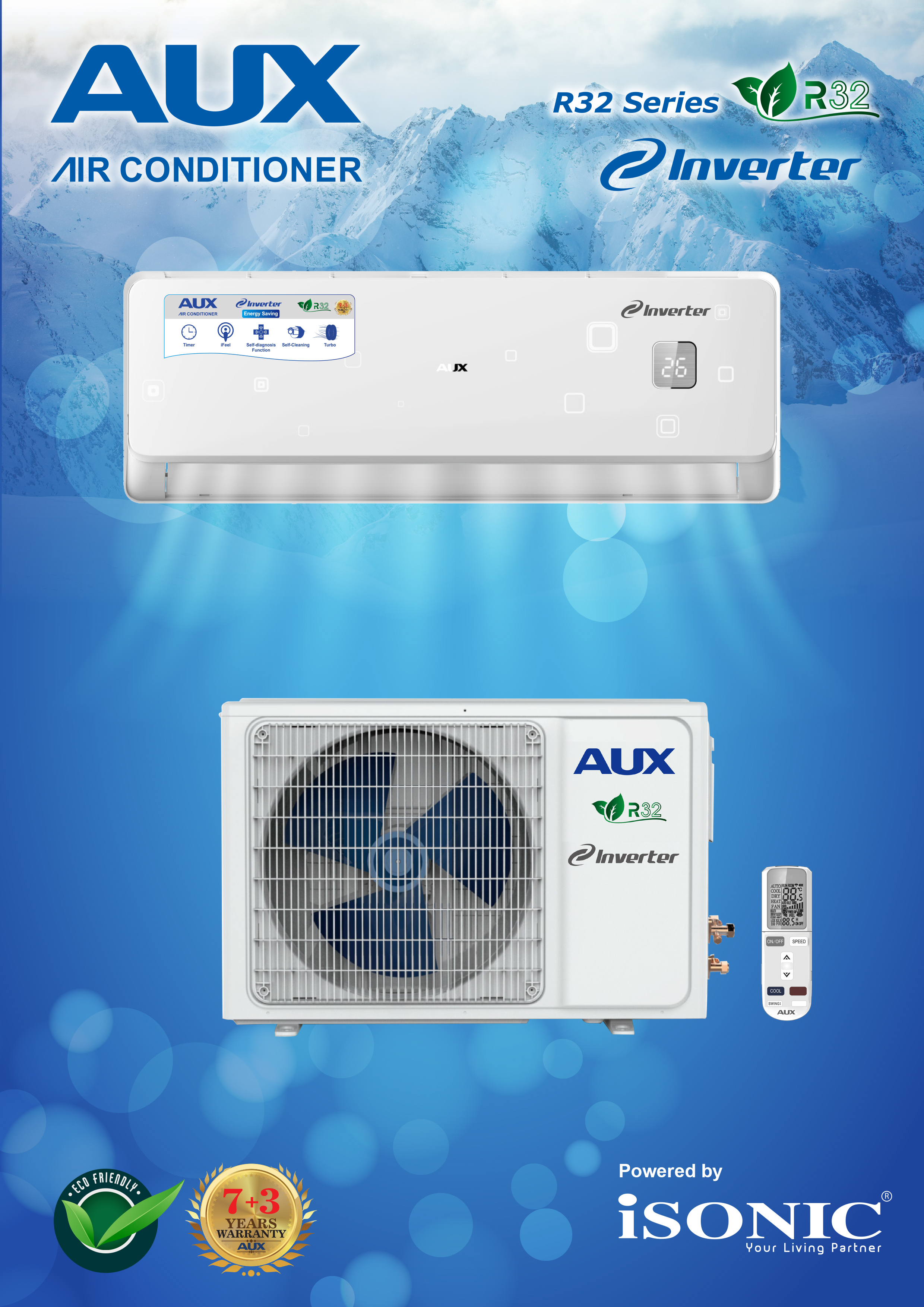 Isonic Aux Aux R32 Series Air Conditioner Inverter Aux R32 Air Conditioner 10hp Ari Fu13a4 Aro Fu13a4